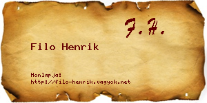 Filo Henrik névjegykártya